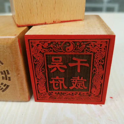 Taoist seal, 5cm single side, peach wood seal, Taoist articles - Wu Fu thousand year old seal