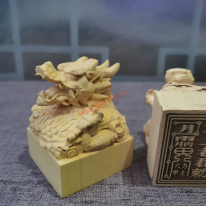 Taoist seal, Dharma seal, Liuding Liujia, Taoist crafts, boxwood dragon head, taishanglaojun seal