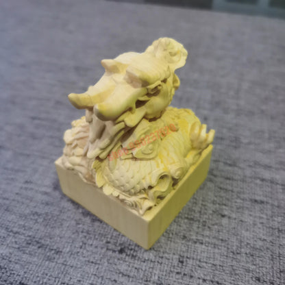 Taoist seal, Dharma seal, Liuding Liujia, Taoist crafts, boxwood dragon head, taishanglaojun seal