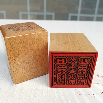 Taoist seal, Lord Lao Zi seal, peach wood seal, 5cm single side seal, exquisite Taoist handicrafts