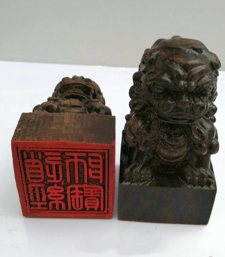 Taoist seal, Taoist master's seal, black sandalwood carving lion seal, Taoist supplies