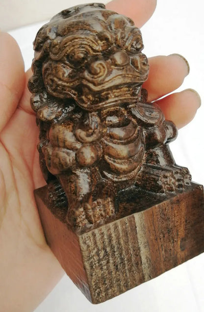 Taoist seal, Taoist master's seal, black sandalwood carving lion seal, Taoist supplies