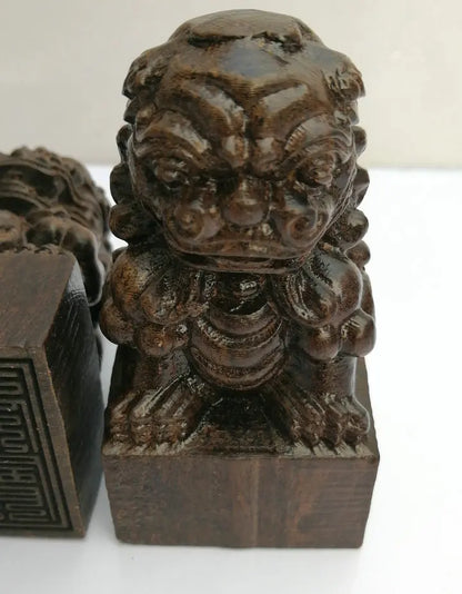 Taoist seal, Taoist master's seal, black sandalwood carving lion seal, Taoist supplies