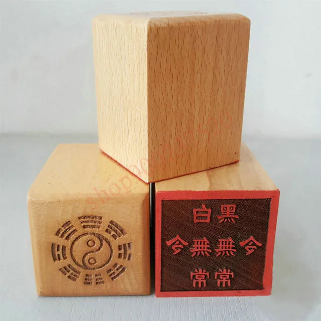 Taoist seal, black and white impermanence seal, single-sided peach wood seal, exquisite Taoist handicrafts