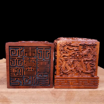 Taoist seal, relief Jiulong, lightning strike, jujube wood, Jiutian YingYuan Raytheon Puhua Tianzun seal, Taoist articles