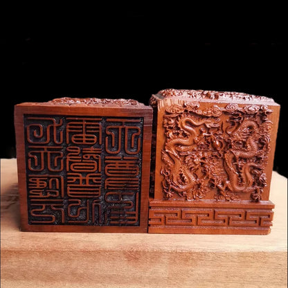 Taoist seal, relief Jiulong, lightning strike, jujube wood, Jiutian YingYuan Raytheon Puhua Tianzun seal, Taoist articles