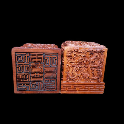 Taoist seal, relief Jiulong, lightning strike, jujube wood, Jiutian YingYuan Raytheon Puhua Tianzun seal, Taoist articles