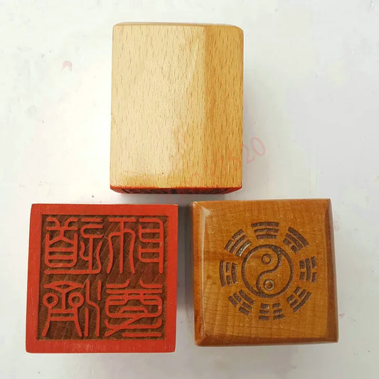 Taoist supplies, Taoist master seal, peach wood, single side, seal, exquisite Taoist magic tools, handicrafts