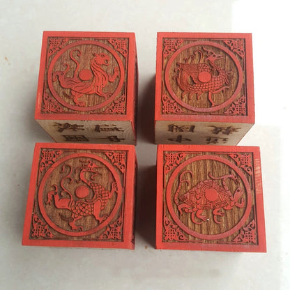 Taoist supplies, Taoist seal, Four Saints seal, four spirits seal, six sides seal, Qinglong, Baihu, Zhuque, Xuanwu