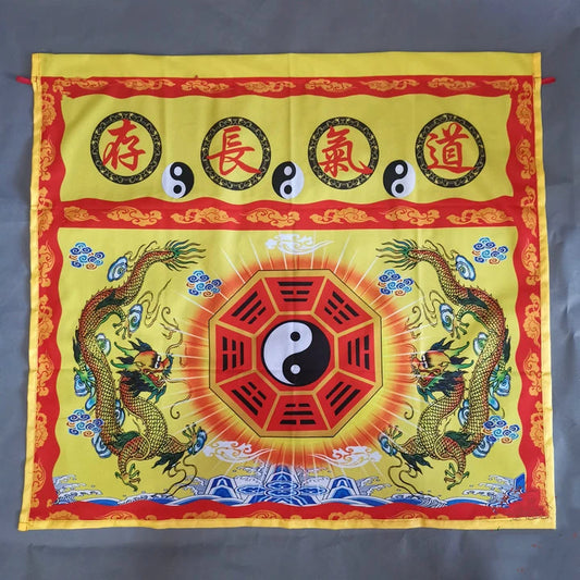 Taoist supplies, Taoist spirit forever, tablecloth, double dragon Bagua, table skirt, altar cloth, exquisite Taoist embroidery