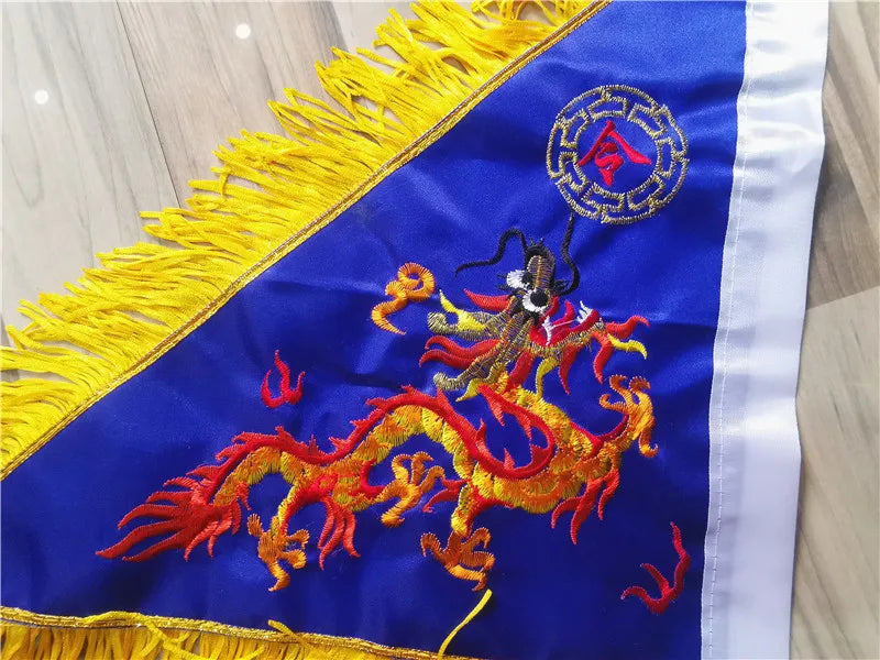 Taoist supplies, blue dragon flag, five dragon flag, one side, blue dragon flag, Taoist flag magic weapon