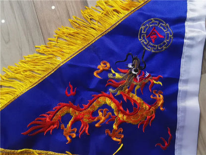 Taoist supplies, blue dragon flag, five dragon flag, one side, blue dragon flag, Taoist flag magic weapon