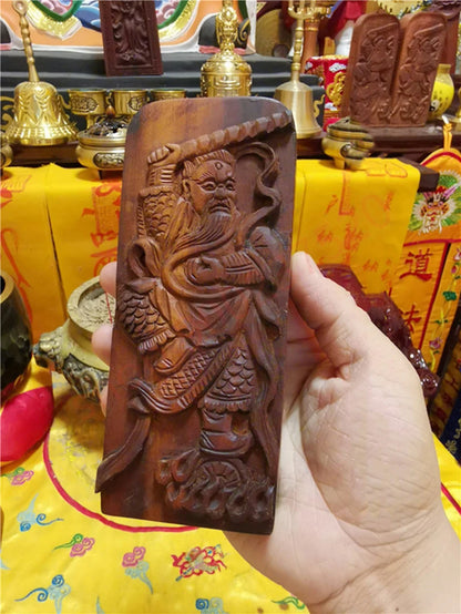 Taoist supplies, lightning strike jujube wood, pure hand carving, Wang Lingguan, five thunder orders, Wang Lingguan statue