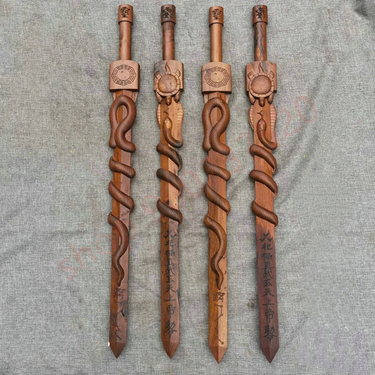 Taoist supplies, lightning strike jujube wood, relief North Pole Zhenwu Xuantian God, tortoise and snake Xuanwu sword