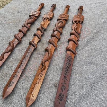 Taoist supplies, lightning strike jujube wood, relief North Pole Zhenwu Xuantian God, tortoise and snake Xuanwu sword