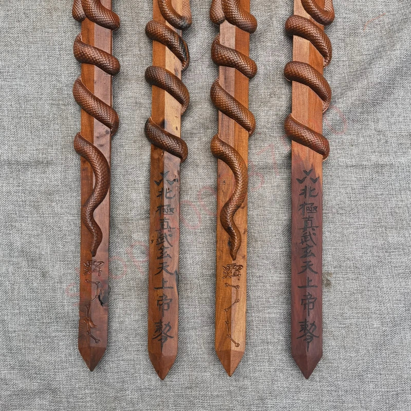 Taoist supplies, lightning strike jujube wood, relief North Pole Zhenwu Xuantian God, tortoise and snake Xuanwu sword