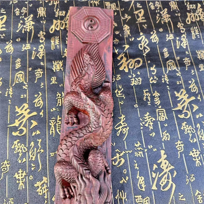 Taoist supplies,lightning struck jujube wood morning bamboo slips,semi handmade exquisite carvings,Bagua dragon and tiger mornin