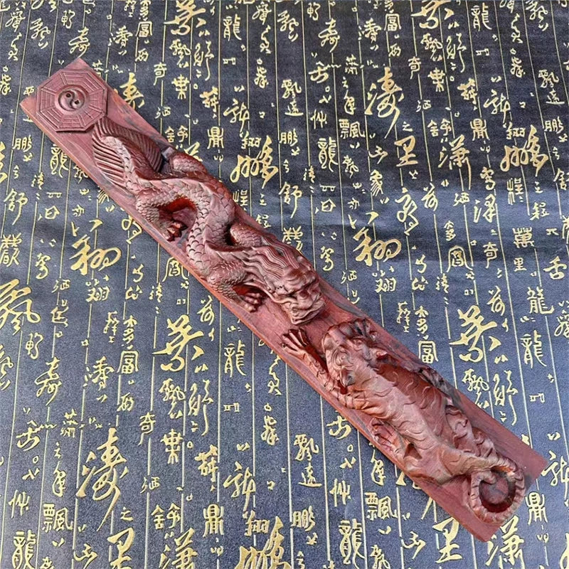 Taoist supplies,lightning struck jujube wood morning bamboo slips,semi handmade exquisite carvings,Bagua dragon and tiger mornin