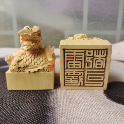 Taoist supplies, magic tools, boxwood dragon head seal, Taoist crafts, thunder capital seal