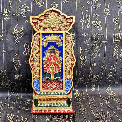 Taoist supplies, peach wood carving, hand-painted painting, the Jade Emperor statue memorial tablet