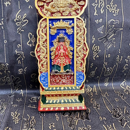 Taoist supplies, peach wood carving, hand-painted painting, the Jade Emperor statue memorial tablet