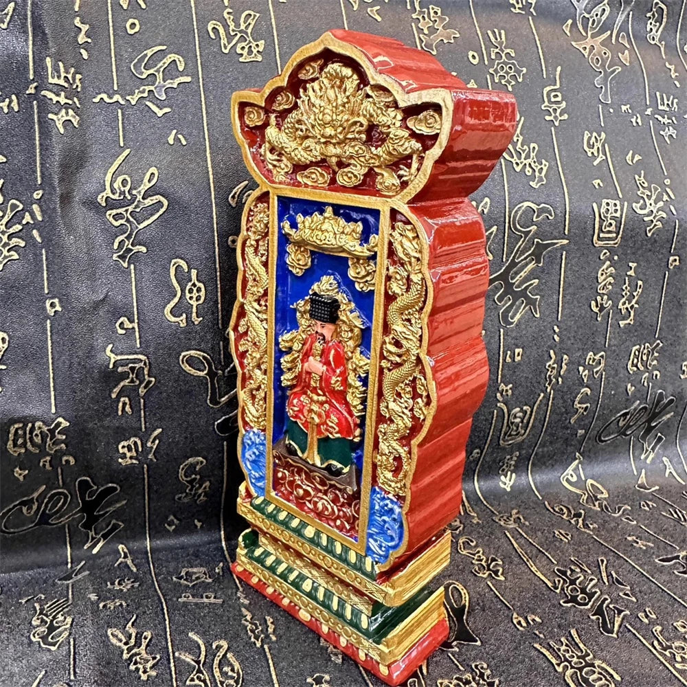 Taoist supplies, peach wood carving, hand-painted painting, the Jade Emperor statue memorial tablet