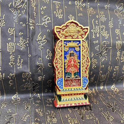 Taoist supplies, peach wood carving, hand-painted painting, the Jade Emperor statue memorial tablet