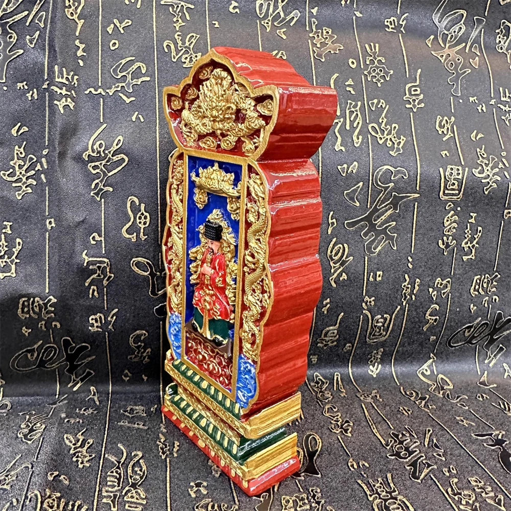 Taoist supplies, peach wood carving, hand-painted painting, the Jade Emperor statue memorial tablet