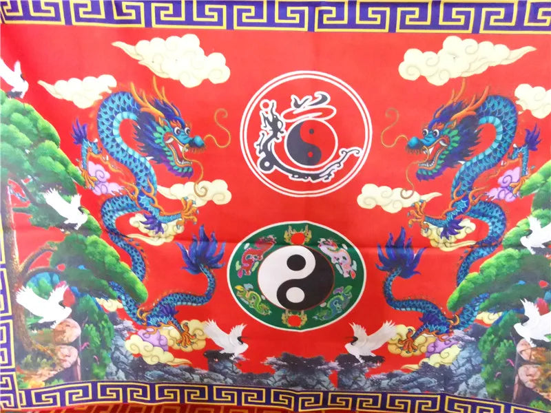 Taoist supplies, red double dragon Taoist flag for tablecloth, Taoist nature, Supreme pole Eight Diagrams tablecloth