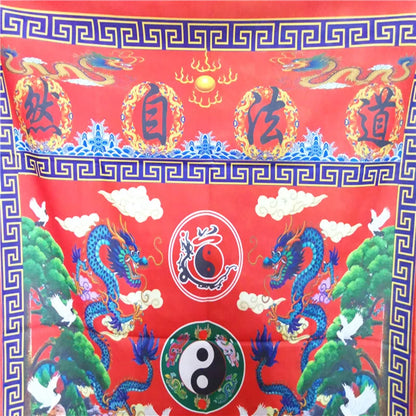 Taoist supplies, red double dragon Taoist flag for tablecloth, Taoist nature, Supreme pole Eight Diagrams tablecloth