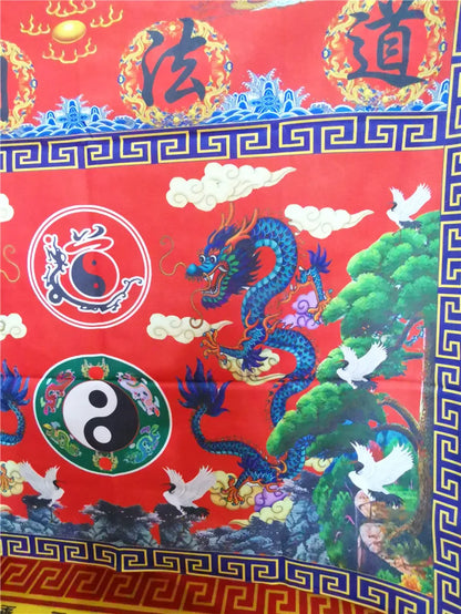 Taoist supplies, red double dragon Taoist flag for tablecloth, Taoist nature, Supreme pole Eight Diagrams tablecloth