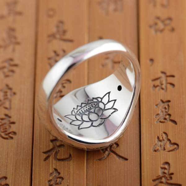 Lotus Mantra Ring â€?Om Mani Padme Hum - Silver, Gold