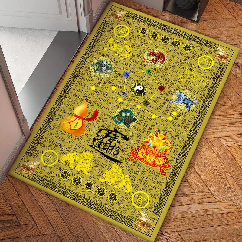 Vertical Version Seven Star Nine Lucky Door Mat Five Elements Good Fortune Emperor Money God Beast Feng Shui Non-slip Floor