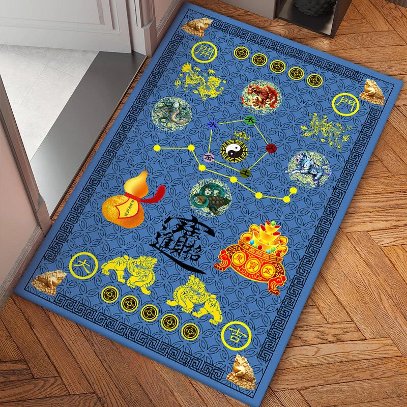 Vertical Version Seven Star Nine Lucky Door Mat Five Elements Good Fortune Emperor Money God Beast Feng Shui Non-slip Floor