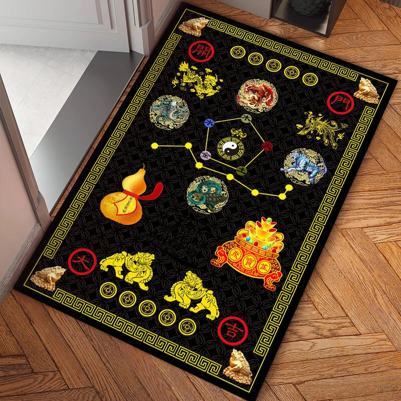 Vertical Version Seven Star Nine Lucky Door Mat Five Elements Good Fortune Emperor Money God Beast Feng Shui Non-slip Floor