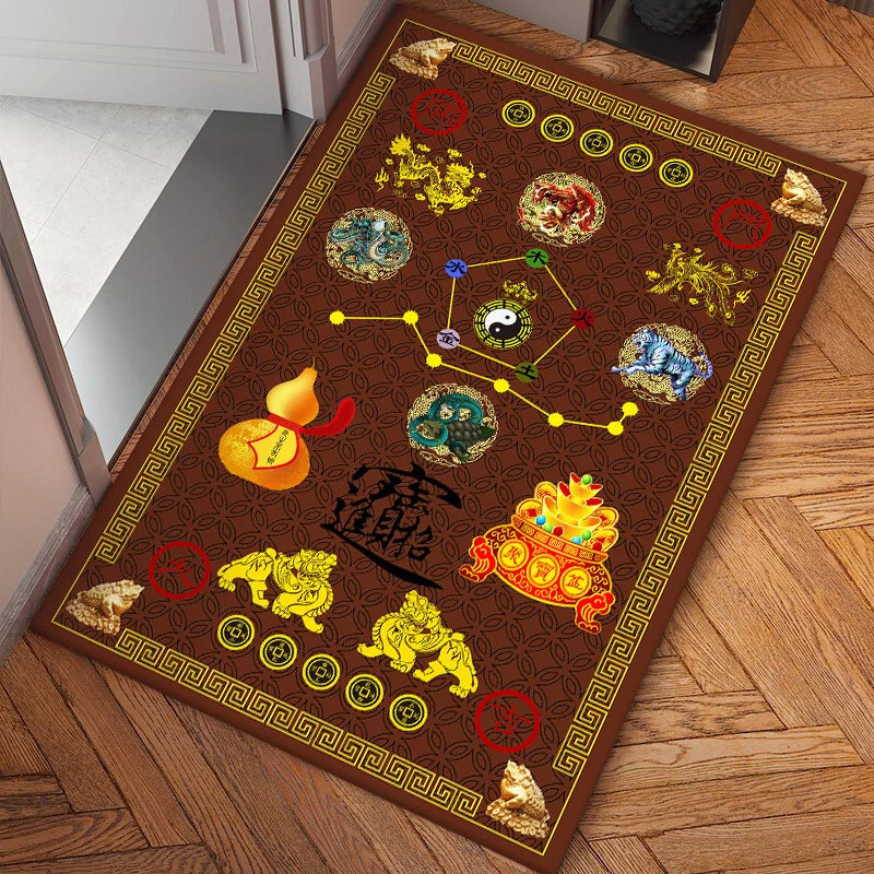 Vertical Version Seven Star Nine Lucky Door Mat Five Elements Good Fortune Emperor Money God Beast Feng Shui Non-slip Floor