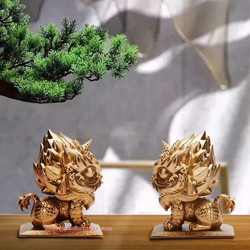 WuJiang Lion Dance Ornaments Housewarming Opening Cashier Front Desk Gifts Feng Shui Home Accessories Decoration Tea Room