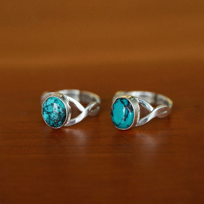 Wealth's Guardian Tibetan Turquoise Silver Rings