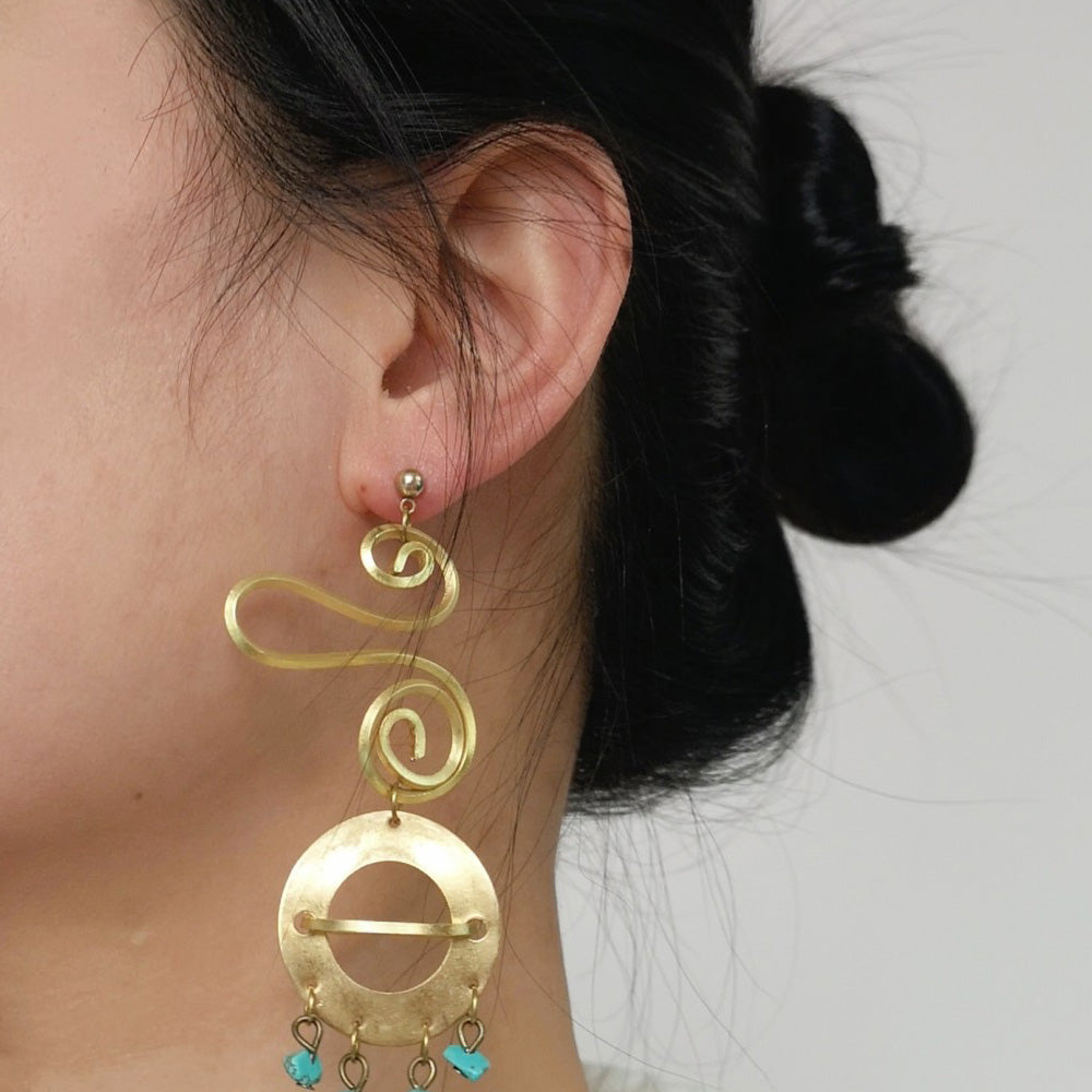 Golden Flow Wealth Turquoise Earrings