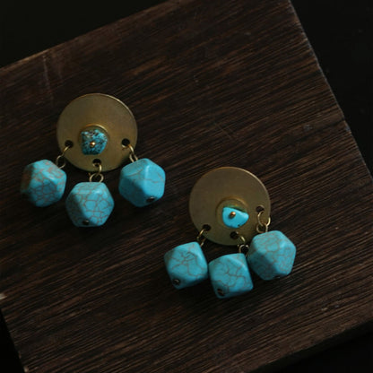 Golden Flow Wealth Turquoise Earrings