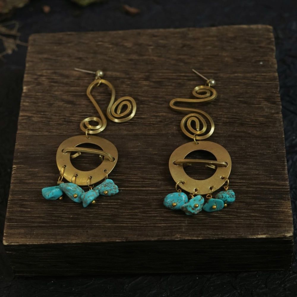 Golden Flow Wealth Turquoise Earrings