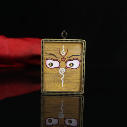 Zhajilamu (Shakyamuni Buddha) and Prajnaparamita Eye Rare Double-sided Tibetan Thangka Pendant