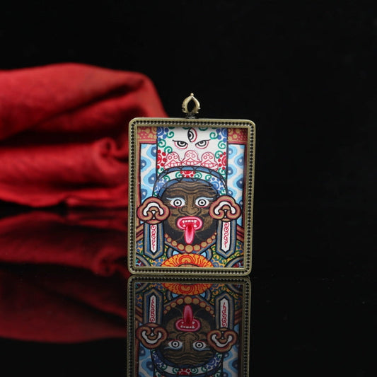 Zhajilamu (Shakyamuni Buddha) and Prajnaparamita Eye Rare Double-sided Tibetan Thangka Pendant