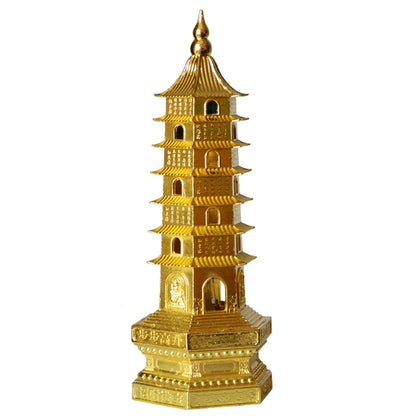 feng shui Metal 3D Model China 7 levels  Wenchang Pagoda Tower Crafts Statue Souvenir Home Decoration Metal Handicraft