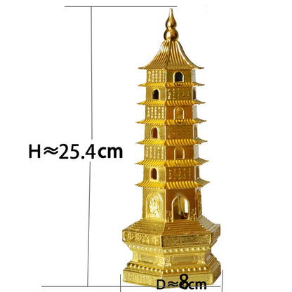 feng shui Metal 3D Model China 7 levels  Wenchang Pagoda Tower Crafts Statue Souvenir Home Decoration Metal Handicraft