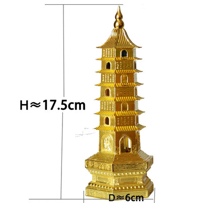 feng shui Metal 3D Model China 7 levels  Wenchang Pagoda Tower Crafts Statue Souvenir Home Decoration Metal Handicraft