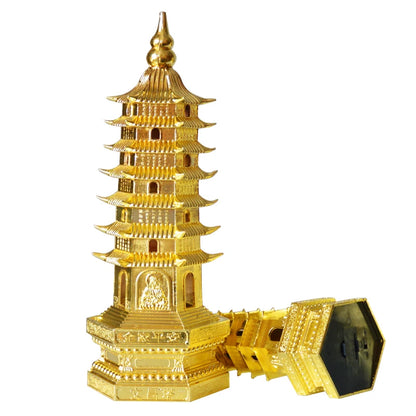 feng shui Metal 3D Model China 7 levels  Wenchang Pagoda Tower Crafts Statue Souvenir Home Decoration Metal Handicraft