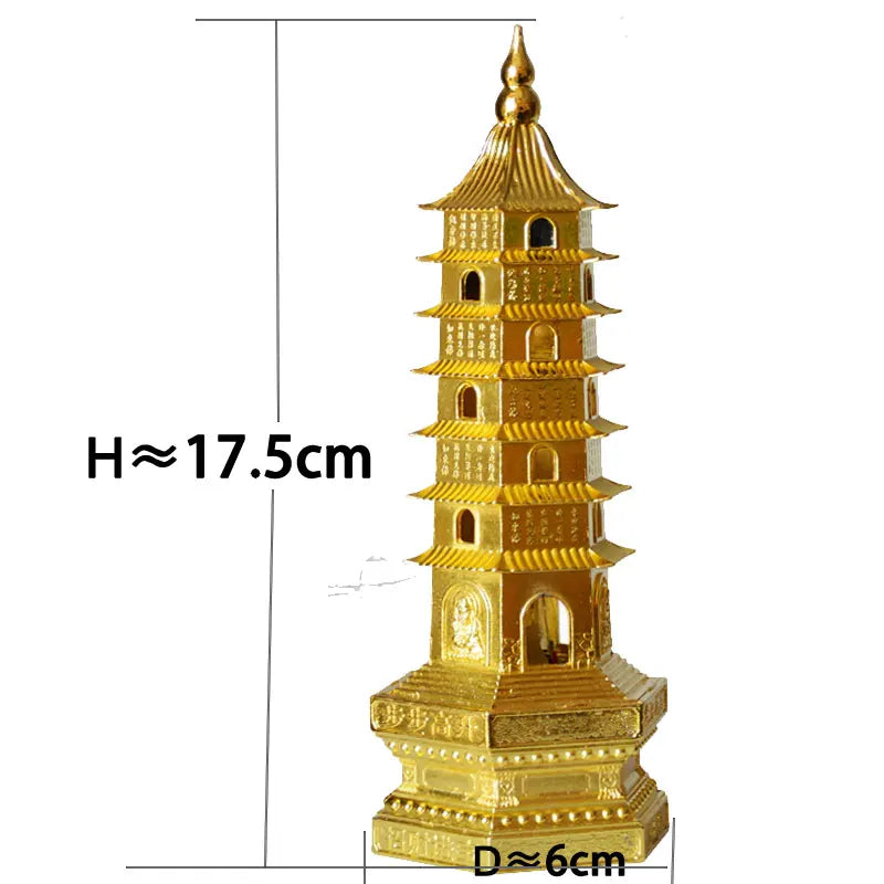 feng shui Metal 3D Model China 7 levels  Wenchang Pagoda Tower Crafts Statue Souvenir Home Decoration Metal Handicraft